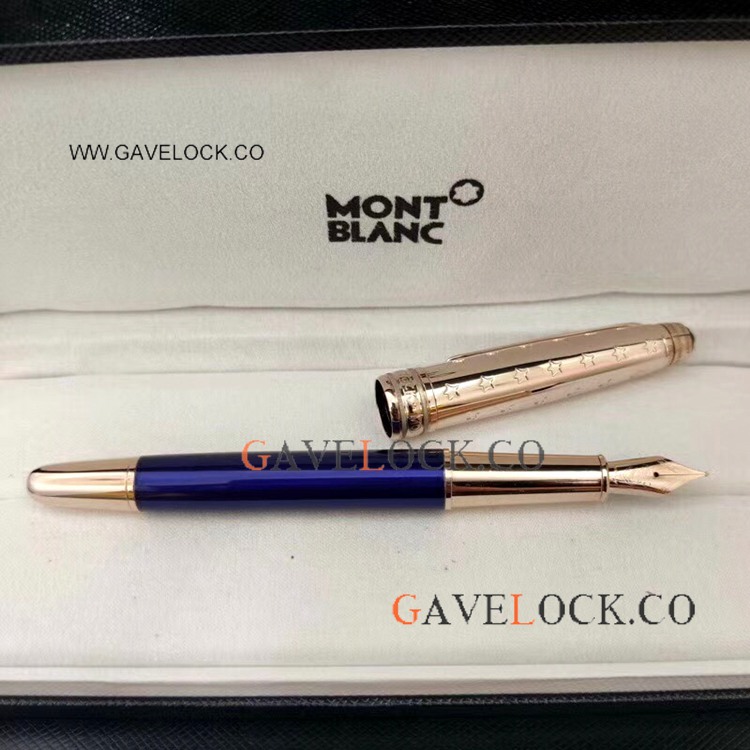 AAA Grade Copy Le Petit Prince Blue Rose Gold Fountain Pen